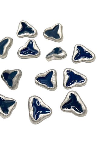 Vintage Todd Oldham Silver Plated Button With Blue Enamel, Set of 14