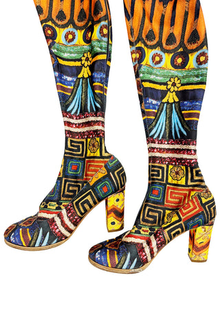 Spring 1994 Todd Oldham "Mystic Beading" Print Boots