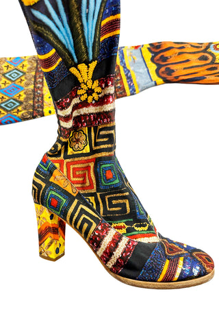 Spring 1994 Todd Oldham "Mystic Beading" Print Boots