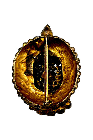 Fall 1996 Todd Oldham 24 kt Gold Plated Ebonized Jewel Encrusted Brooch
