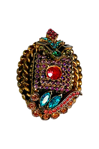 Fall 1996 Todd Oldham 24 kt Gold Plated Ebonized Jewel Encrusted Brooch
