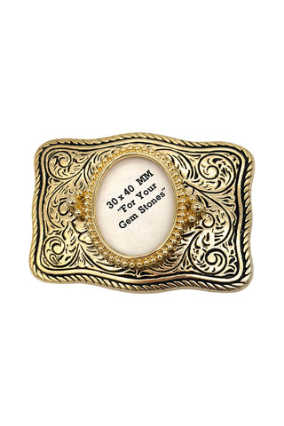 1970s Golden Western Cabochon Belt Buckle