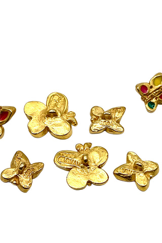1996 24 kt Gold and Enameled Butterfly Buttons, Set of 10