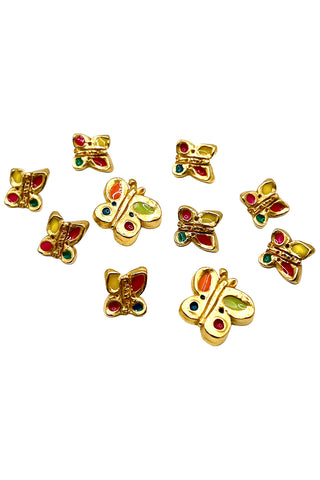 1996 24 kt Gold and Enameled Butterfly Buttons, Set of 10