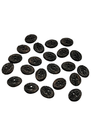 1995 Ebonized Copper Wood Grain Sew-Through Buttons, Set of 20