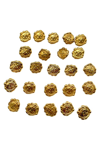 1993 Todd Oldham 24 kt Gold Plated Button Impression Buttons, Set of 24