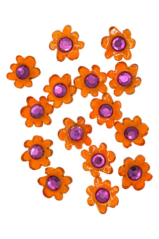 14 pc Lucite and Swarovski Crystal Buttons ORANGE