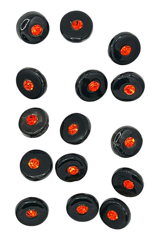 Todd Oldham Vintage Porcelain Buttons Black With One Orange Swarovski Crystal, Set of 14