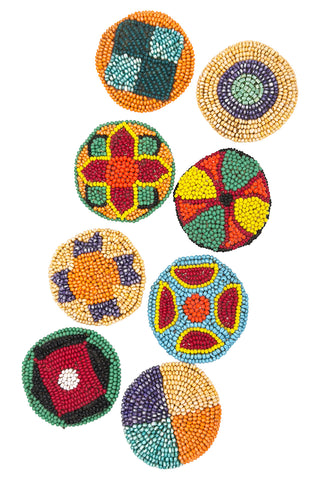 8 Piece 1994 Hand Beaded and Embroidered Big Button Set