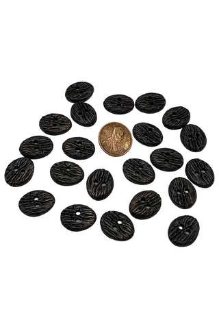 1995 Ebonized Copper Wood Grain Sew-Through Buttons, Set of 20