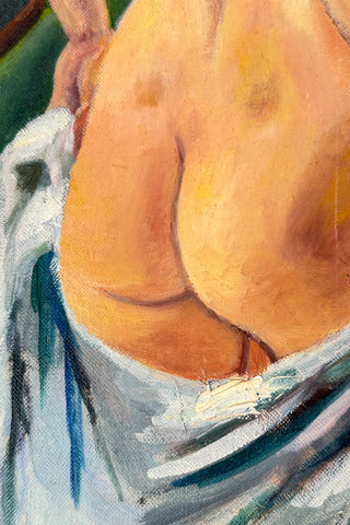 Vintage Bather Oil Painting