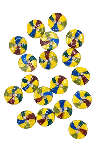 Vintage Todd Oldham Hand Painted Porcelain Candy Swirl Buttons, Set of 18