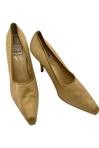 Fall 1995 Todd Oldham Champagne Satin High Heel Pumps, Size 40