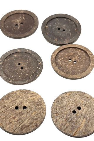 Large Vintage Coconut Buttons, Set of 8