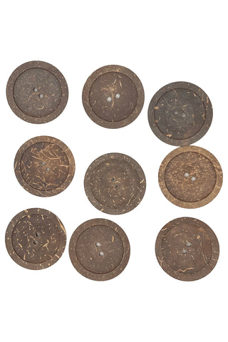 Large Vintage Coconut Buttons, Set of 8