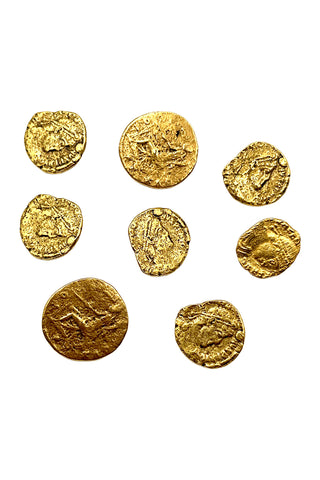 Vintage Todd Oldham Gold Plated Unearthed Coin Buttons, Set of 8