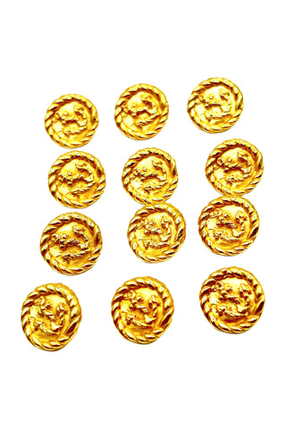 1993 24 kt Gold Plated Anchor In The Round Buttons, Set of 12