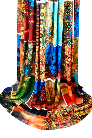 Spring 1994 Todd Oldham Patchwork Print Georgette Halter Dress