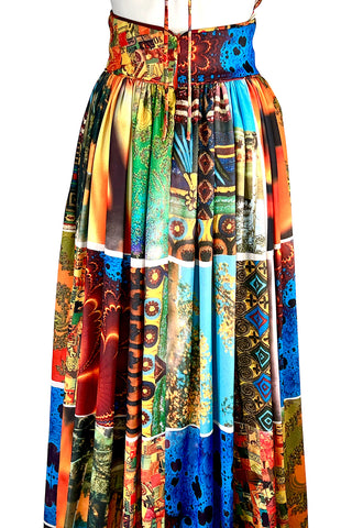 Spring 1994 Todd Oldham Patchwork Print Georgette Halter Dress