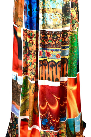 Spring 1994 Todd Oldham Patchwork Print Georgette Halter Dress