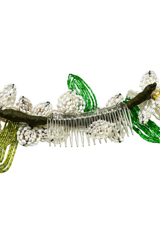 Spring 1993 Todd Oldham Hand Strung Glass Beaded Flower Hair Comb Barrette