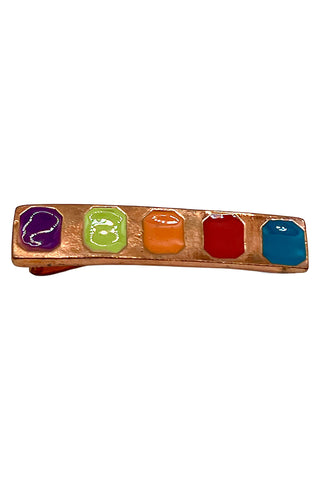 Spring 1992 Todd Oldham Copper Plated Multicolor Enameled Barrette for  MTV Todd Time