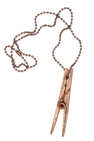 1995 Copper Plated Clothespin Necklace