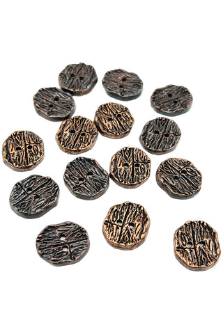 1995 Todd Oldham Copper-Plated & Ebonized Wood Grain Buttons, Set of 14