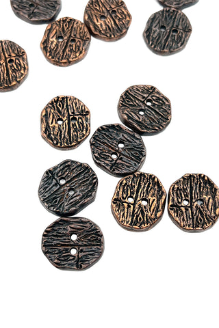 1995 Todd Oldham Copper-Plated & Ebonized Wood Grain Buttons, Set of 14
