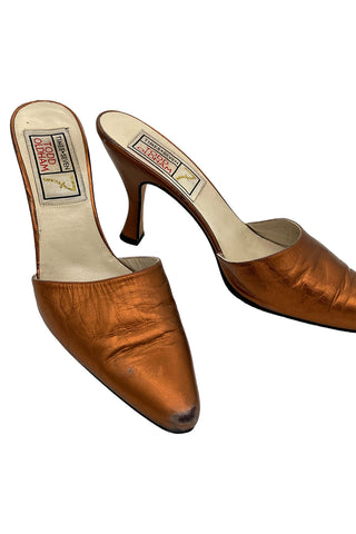 Spring 1996 Times Seven by Todd Oldham Metallic Leather Mules, Size 38