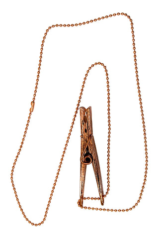 Copper Plated Clothespin Necklace
