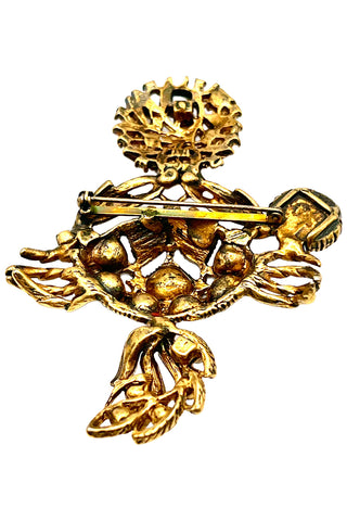 Fall 1996 Todd Oldham 24 kt Gold Plated With Ebonized and Enameled Crab Brooch