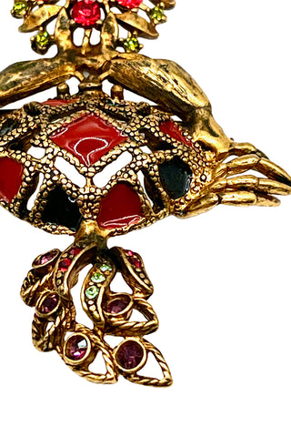 Fall 1996 Todd Oldham 24 kt Gold Plated With Ebonized and Enameled Crab Brooch
