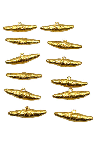 1996 Todd Oldham 24k Gold-Plated Croissant Motif Buttons, Set of 12