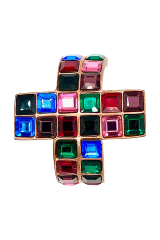 Fall 1994 Todd Oldham Copper Plated Ebonized Ponytail Cuff With Multicolor Swarovski Crystals