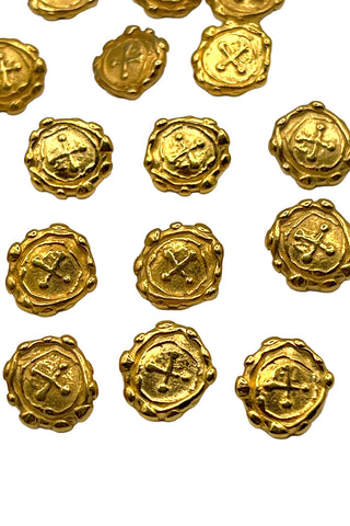 1993 Todd Oldham 24 kt Gold Plated Button Impression Buttons, Set of 24
