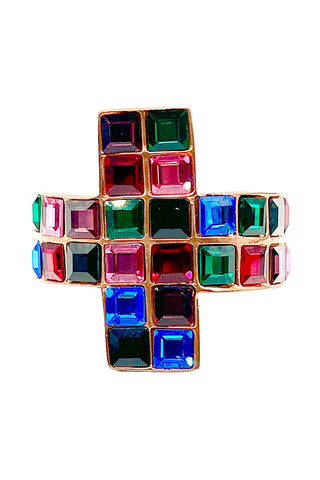 Fall 1994 Todd Oldham Copper Plated Ebonized Ponytail Cuff With Multicolor Swarovski Crystals