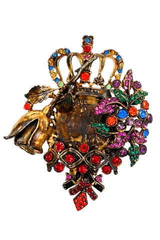 24 kt Gold Plated and Ebonized with Swarovski Crystal Pin