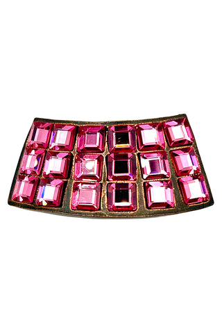 Fall 1994 Todd Oldham Ebonized Copper Curved Barrette With Pink Swarovski Crystals
