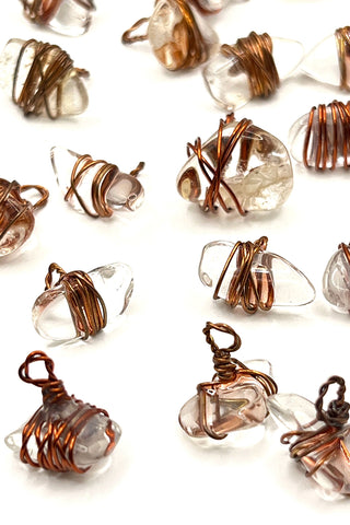 Vintage Todd Oldham Crystals Wrapped in Copper Wire Buttons, Set of 15