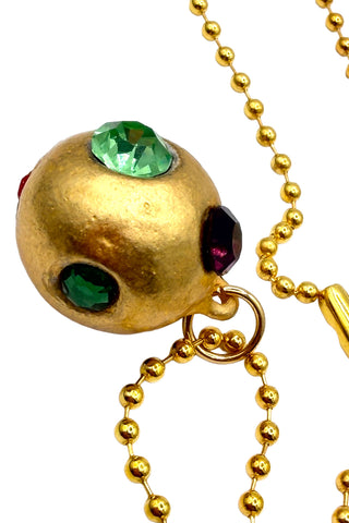 24 kt Gold and Swarovski Crystal Ball Charm Necklace