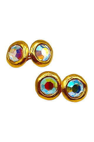 Vintage Todd Oldham Gold-Plated Cufflink Set with Swarovski Crystals
