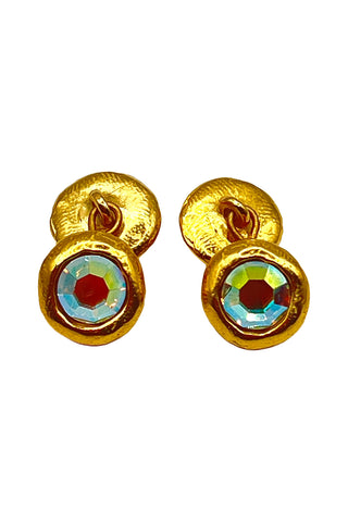 Vintage Todd Oldham Gold-Plated Cufflink Set with Swarovski Crystals