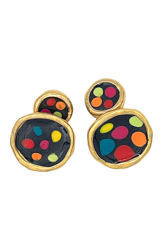 Enamel Dots 24 kt Gold Plated Cuff Links