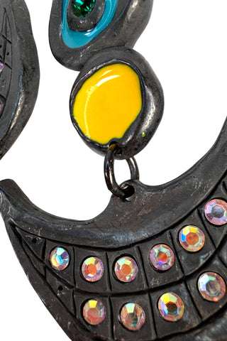 24 kt Gold Plated Ebonized Smile Earrings