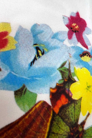 Vintage Knit Butterfly and Flower Print, 4 Panel Set