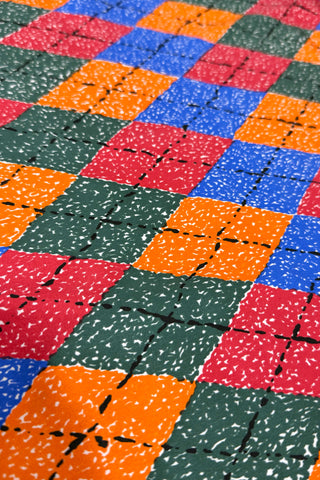 Silk Charmeuse Vintage Fabric Panel "Argyle"