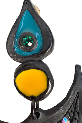 24 kt Gold Plated Ebonized Smile Earrings