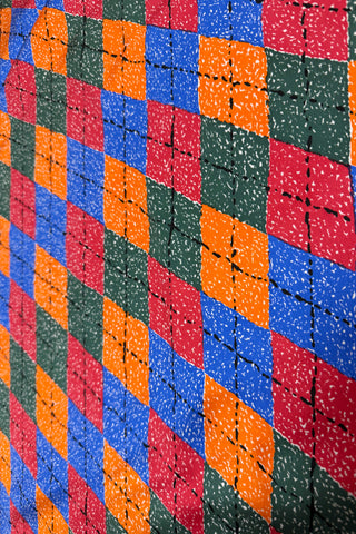 Silk Charmeuse Vintage Fabric Panel "Argyle"