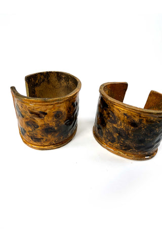 24k Gold Leopard Print Bracelet Cuffs